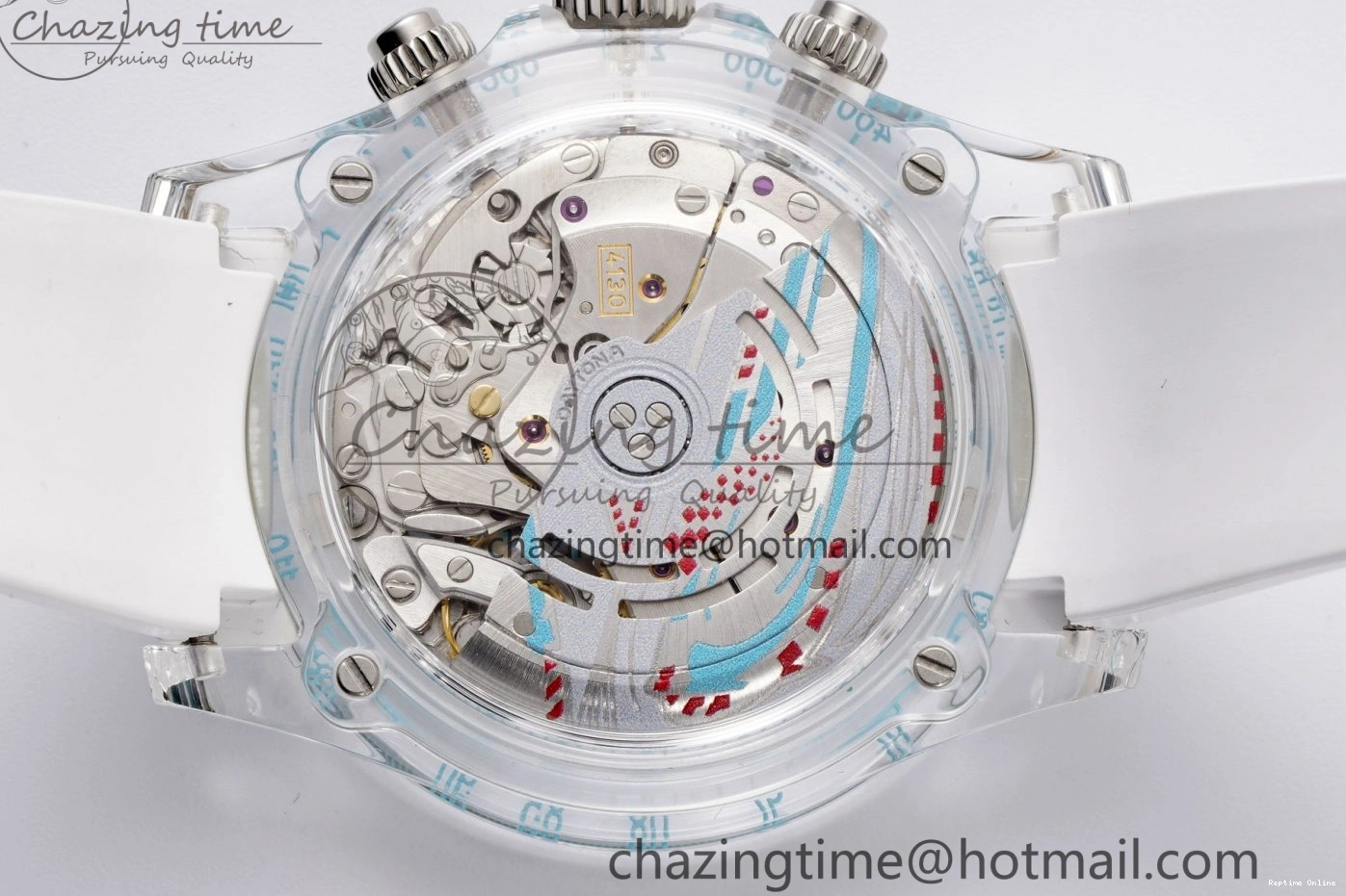 1221 Daytona Transparent IPK Best Edition Transparent Blue Dial on White Rubber Strap SA HighQuality 1969